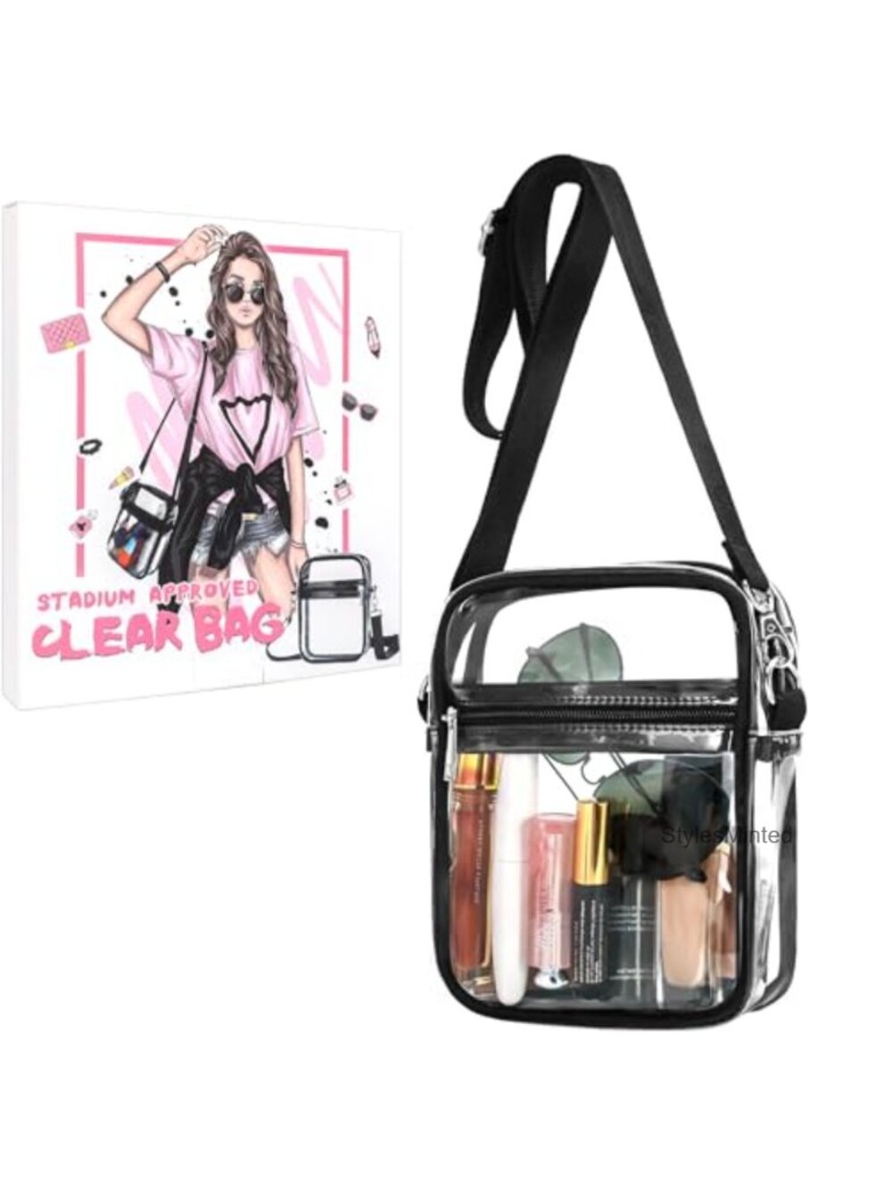 Clear PVC Crossbody Purse Bag Stadium Approved Concert Sports Bag Adjustable